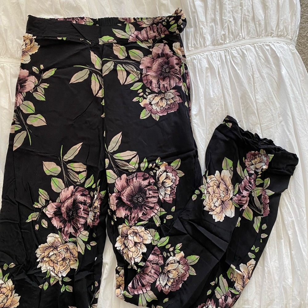 Floral Print Cotton Pants